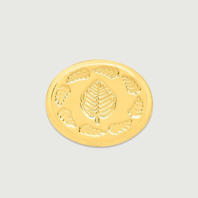 1 GM 24 Karat Tulsi Leaf Gold Coin,,hi-res image number null