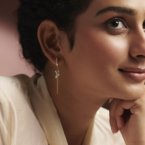Graceful Cascading Pearl Gold Hoop Earrings