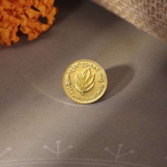 5 GM 24 Karat Mango Leaf Gold Coin,,hi-res image number null
