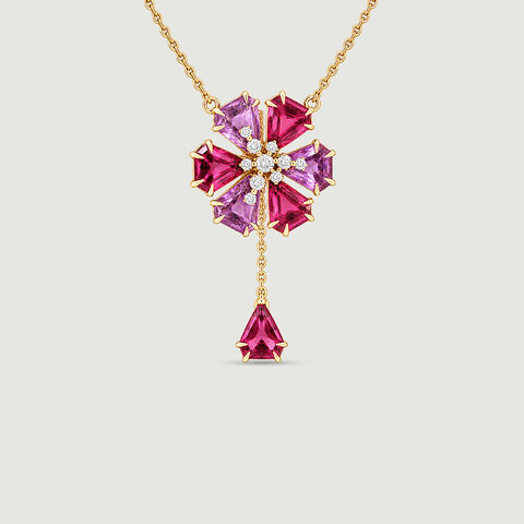 Celebratory Firework Amethyst and Garnet Lariat Necklace