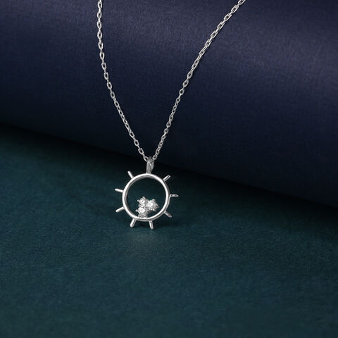Radiant Halo Silver Necklace