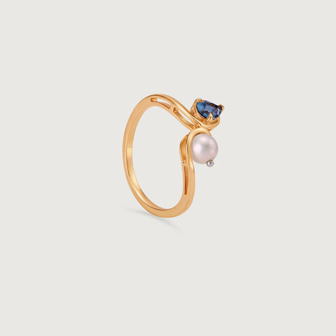 Swirl Spark Pearl & Gold Ring
