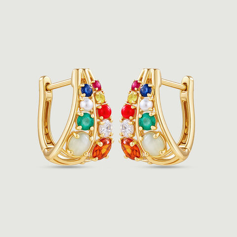 Vibrant Parallel Gold Hoop Earrings