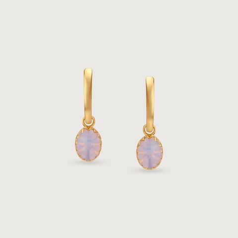 Sun Glow Opal Gold Hoop Earrings