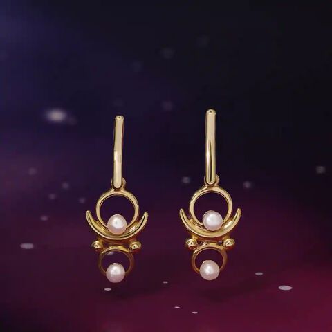 Moon shadow Melody 14KT Pearl Drop Earring