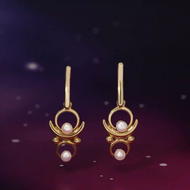Moon shadow Melody 14KT Pearl Drop Earring,,hi-res image number null