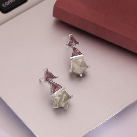 Twinkle Geo Silver Drop Earrings