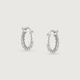Sculpted Gleam Silver Hoop Earrings,,hi-res view 3