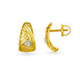 14KT Yellow Gold Diamond Hoop Earrings With Grid Design,,hi-res view 2