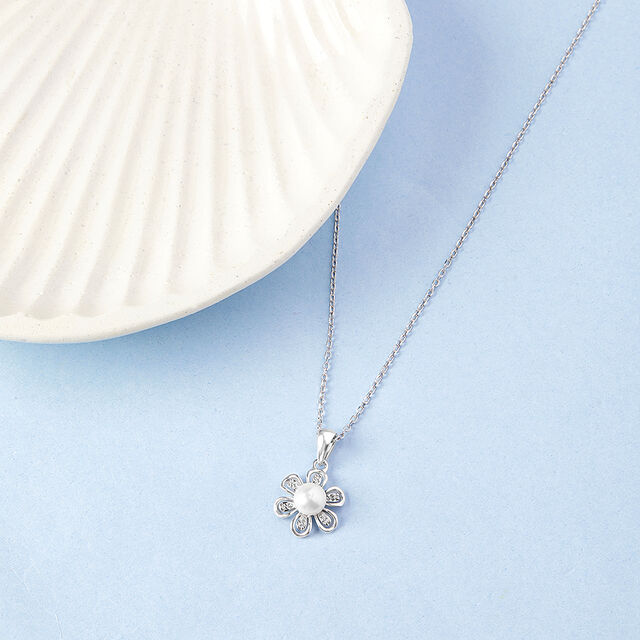 Petal Glow Silver Pendant & Chain,,hi-res image number null