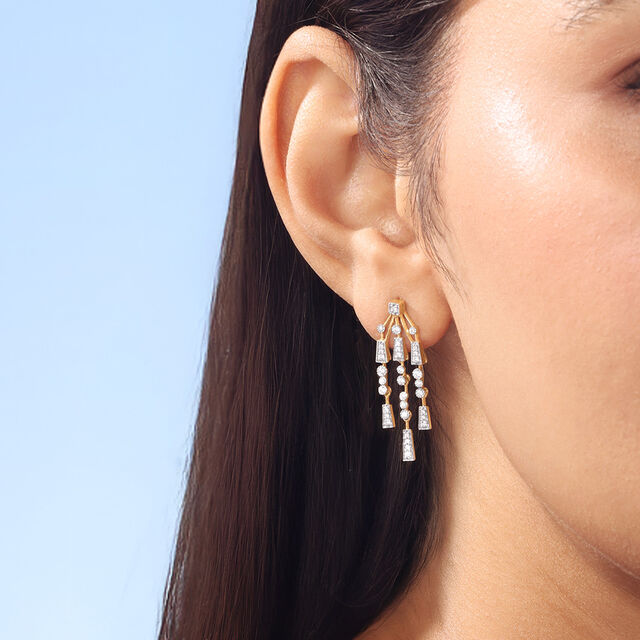 Radiant Cascade Diamond Drop Earrings,,hi-res image number null