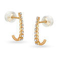 14KT Yellow Gold Diamond Hoop Earrings,,hi-res view 2