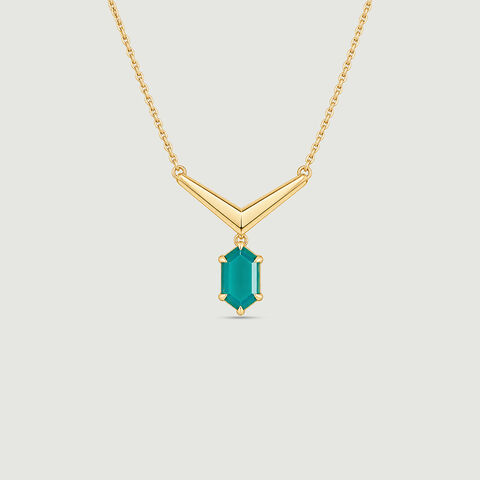 Welcoming Geometric Green Onyx Necklace