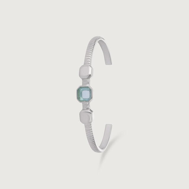 Chic Bezelled Silver Bangle,,hi-res image number null