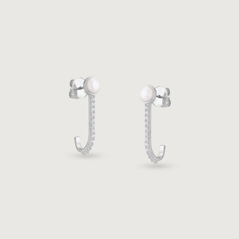 Glow Line Silver Hoop Earrings