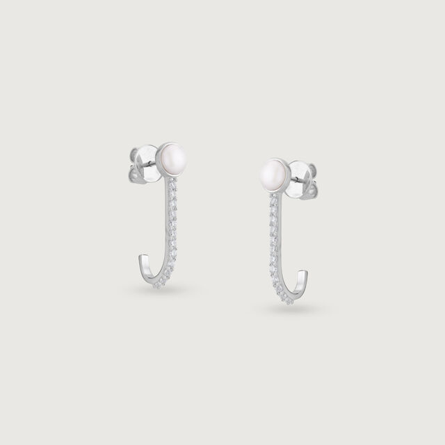 Glow Line Silver Hoop Earrings,,hi-res image number null