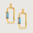 Twinkle Tango 18KT Arizona Turquoise Hoop Drop Earrings,,hi-res view 4