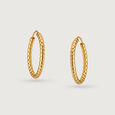 22KT Yellow Gold Radiant Beaded Hoop Earrings,,hi-res view 3
