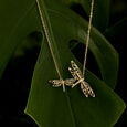 Twin Dragonfly Gold Necklace,,hi-res view 1