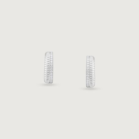 Linear Spark Silver Hoop Earrings