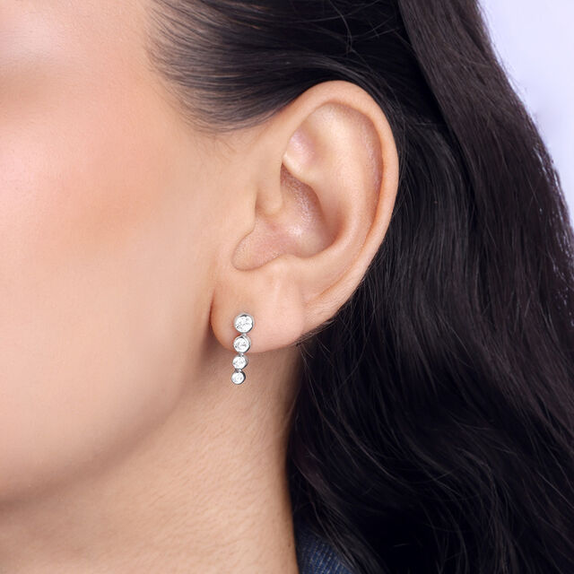 Radiant Line Silver Drop Earrings,,hi-res image number null