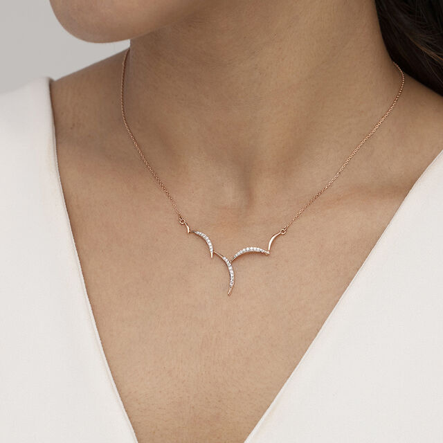 Modern Wave Gold & Diamond Necklace,,hi-res image number null