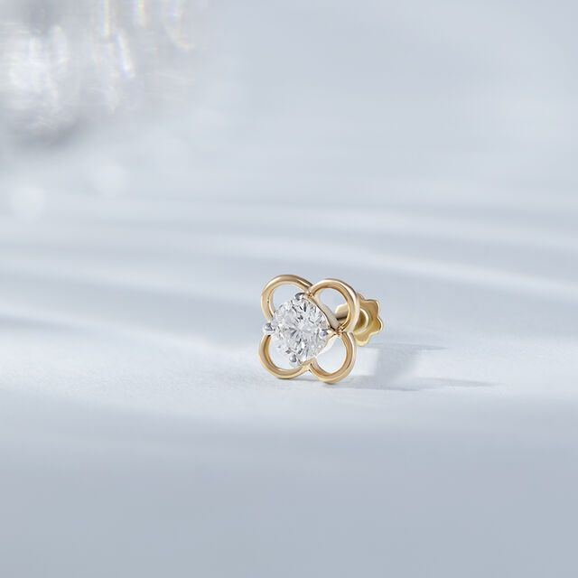 Floral Orbit Gold and Diamond Nose Pin,,hi-res image number null