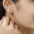 14 KT Yellow And White Gold Geometric Diamond Stud Earrings,,hi-res view 3