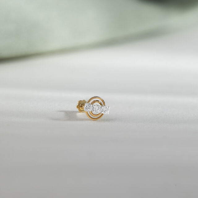 Cosmic Loop Gold and Diamond Nose Pin,,hi-res image number null