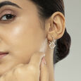 Geometric Glam Gold & Diamond Hoop Earrings,,hi-res view 2