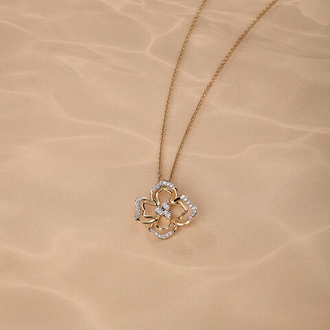 Blooming Radiance 14 Kt Gold & Diamond Pendant