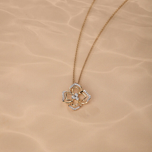 Blooming Radiance 14 Kt Gold & Diamond Pendant,,hi-res image number null