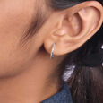 Hammered Luster Silver Hoop Earrings,,hi-res view 2
