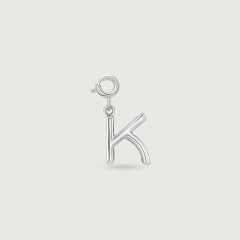 Modern Initial K Silver Charm