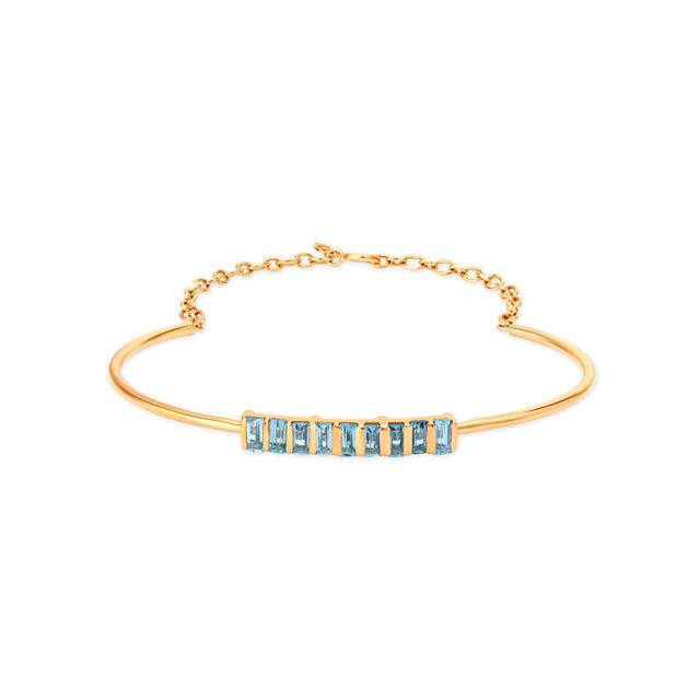 14KT Yellow Gold Blue Topaz Serenity Bangle,,hi-res view 2
