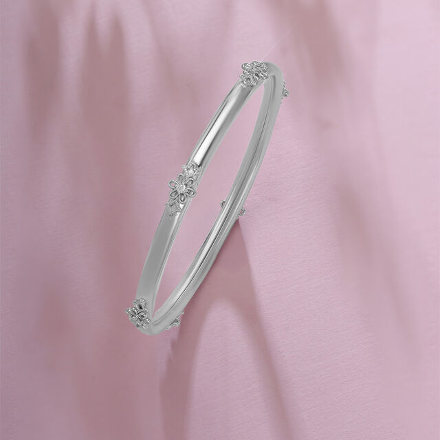Elegant Fleur Silver Bangle,,hi-res image number null