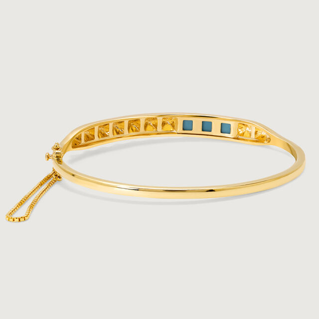 Elevated Pyramid Strip 18KT Arizona Turquoise Bangle,,hi-res image number null