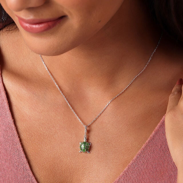 Emerald Oasis Turtle Silver Charm,,hi-res image number null