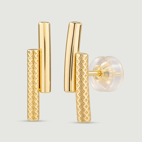 Tactile Linear Gold Stud Earrings