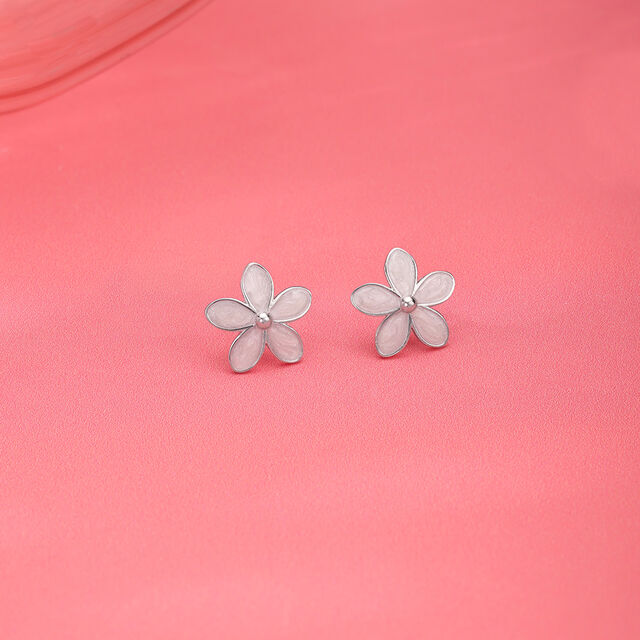Floral Muse Silver Stud Earrings,,hi-res image number null