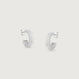 Linear Spark Silver Hoop Earrings,,hi-res view 3