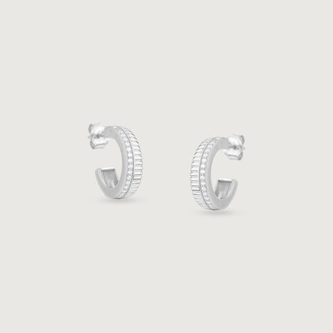Linear Spark Silver Hoop Earrings