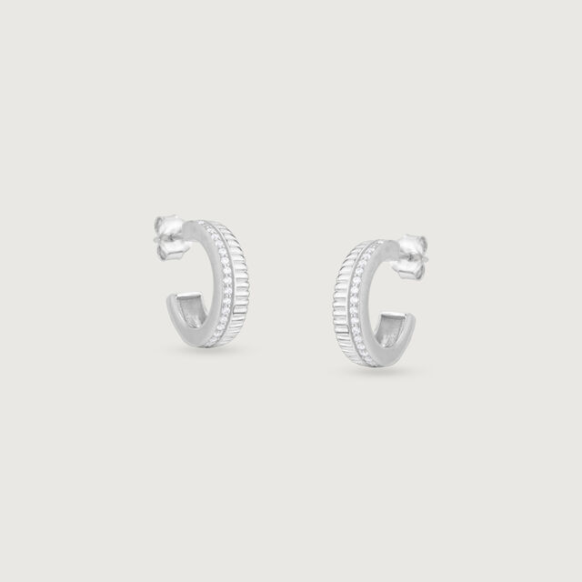 Linear Spark Silver Hoop Earrings,,hi-res image number null