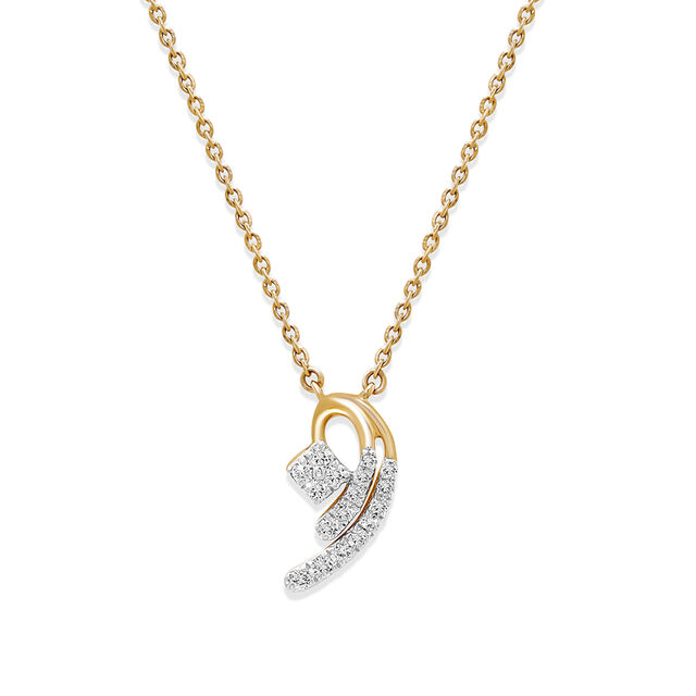 14KT Yellow Gold Dual Curves Diamond Necklace,,hi-res image number null