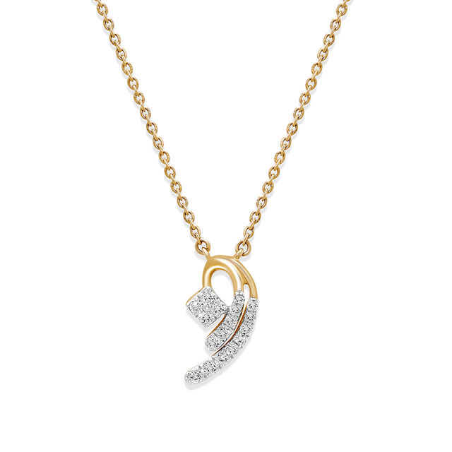 14KT Yellow Gold Dual Curves Diamond Necklace,,hi-res view 3