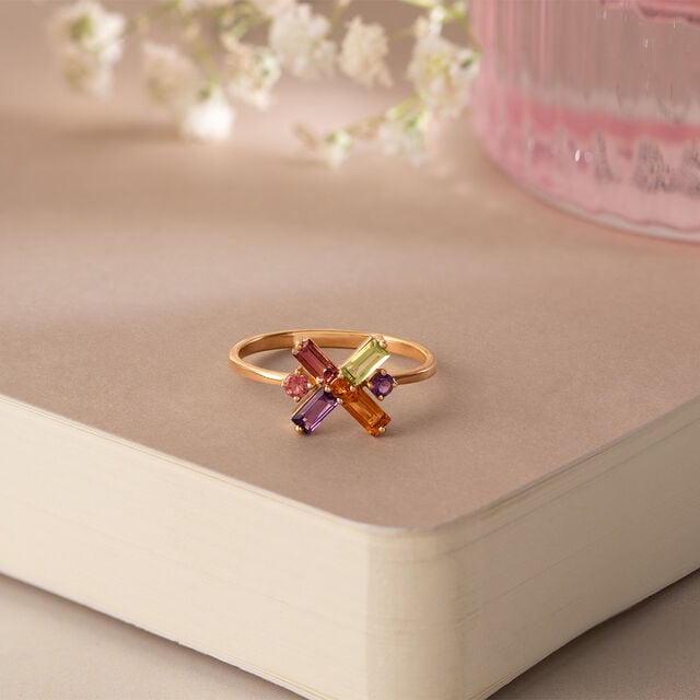 Colourful Statement Pink Tourmaline & Gold Finger Ring,,hi-res image number null
