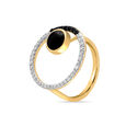 18KT Yellow Gold Gleaming Circle Diamond and Onyx Ring,,hi-res view 1