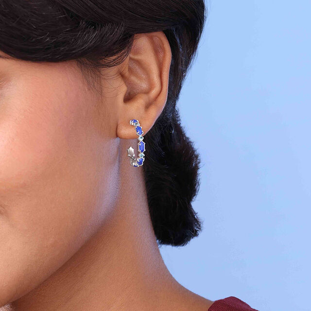 Bold Artistic Silver Hoop Earrings,,hi-res image number null