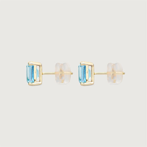 Chic Structured Blue Topaz Gold Stud Earrings