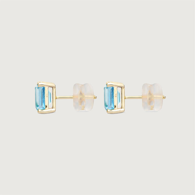 Chic Structured Blue Topaz Gold Stud Earrings,,hi-res image number null